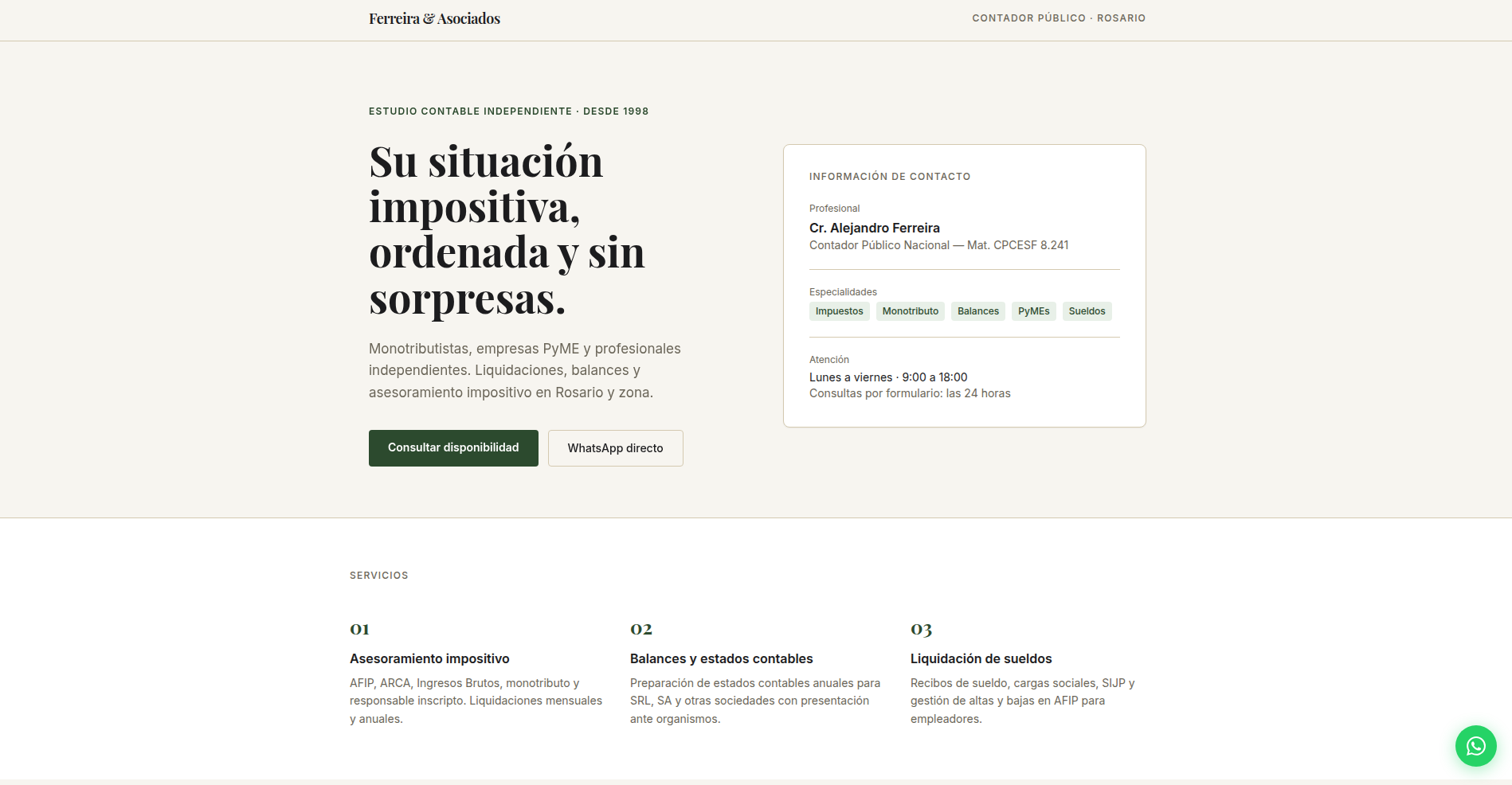 Landing page — Estudio Contable Ferreira